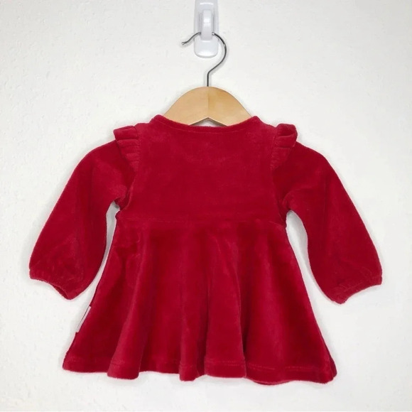 NWT Polarn O. Pyret holiday dress red velour ruffle size 1-2 months - Picture 2 of 11